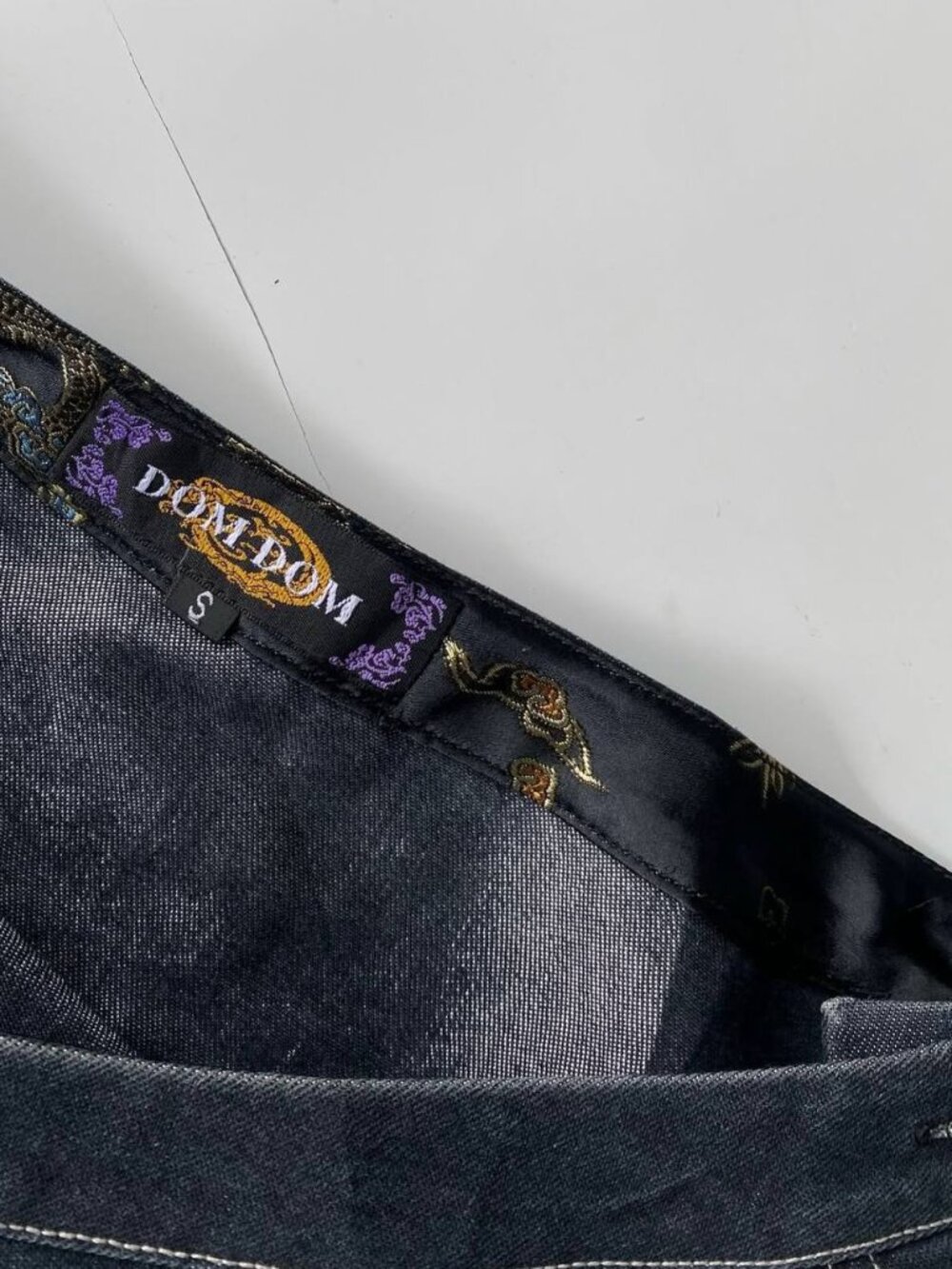 Y2K Dark Wash Denim Midi Skirt Asymmetrical Patchwork Panel A-Line Skirt - Picture 2 of 6